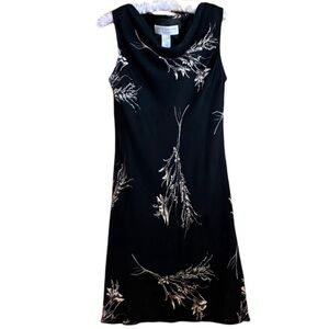Jones New York Dress 6 90’s Slip Dress Sleeveless Cowl Boat Neck Floral